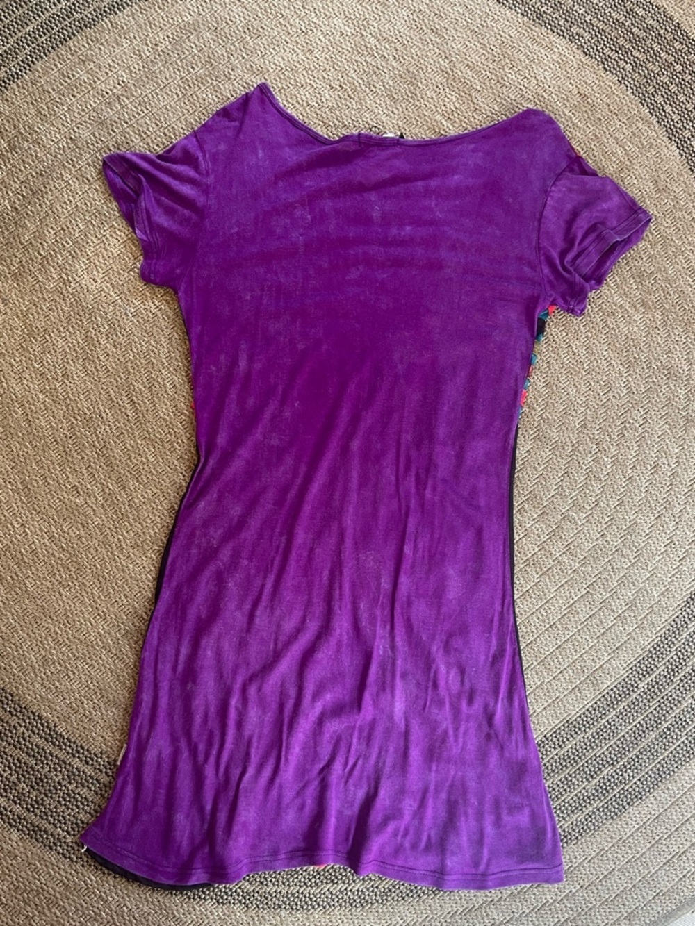 1990s vintage patchwork tunic mini dress wearable art red purple small S - Picture 4 of 9